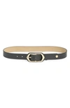 Vince Camuto Frame Buckle Belt In Black Gold