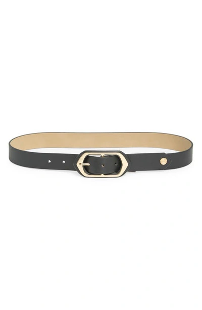 Vince Camuto Frame Buckle Belt In Black Gold
