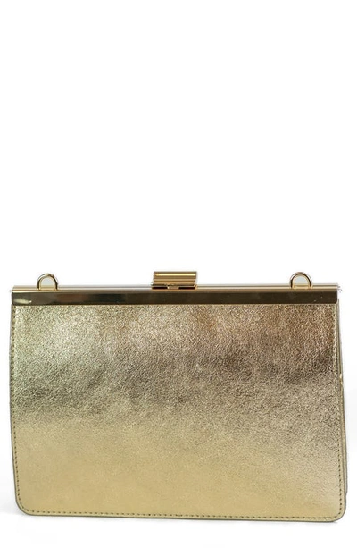 Persaman New York Metallic Leather Clutch In Gold