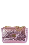 Persaman New York Paris 50 Metallic Quilted Bag In Metallic Pink