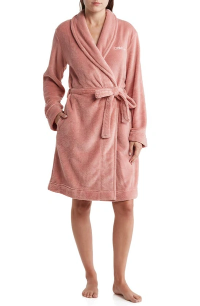 Calvin Klein Plush Robe In Ash Rose