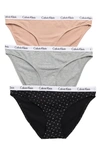 Calvin Klein Assorted Bikinis In Ko7 Cedar/ Grey