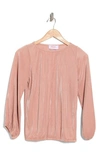 Renee C Plissé Long Puff Sleeve Top In Rose