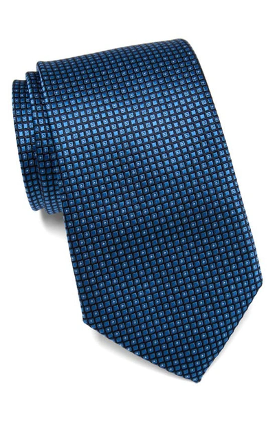 Duchamp Neat Woven Silk Tie In Blue