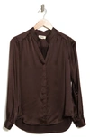 L Agence Bianca Silk Satin Blouse In Chocolate