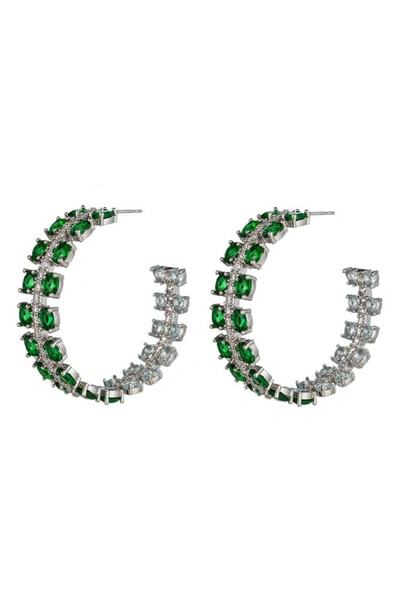 Eye Candy Los Angeles Annabelle Cubic Zirconia Hoop Earrings In Green