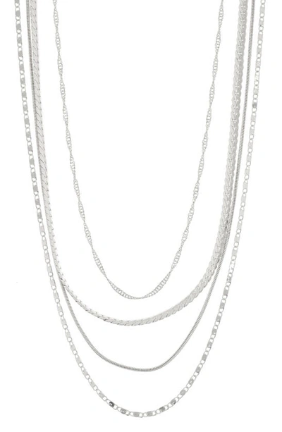 Nordstrom Rack 4-pasck Assorted Essential Chain Necklaces In Rhodium