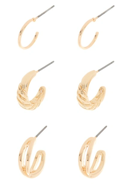 Nordstrom Rack 3-pack Assorted Hoop Earrings In Gold
