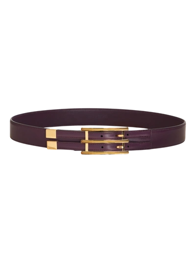 Etro Leather Belt In Burgundy