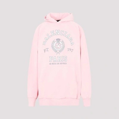 Balenciaga College 1917 Printed Oversized Hoodie In Faded Pink