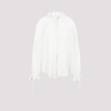 Victoria Beckham Ruffle-trim Pleated Silk Blouse In White