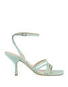 Lella Baldi Woman Sandals Light Green Size 10 Soft Leather In Green