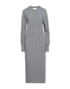 Erika Cavallini Woman Midi Dress Grey Size M Virgin Wool, Cashmere