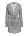 Pink Memories Woman Cardigan Grey Size 10 Polyamide, Mohair Wool, Wool, Cotton In Grey