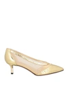 A.testoni Testoni Woman Pumps Gold Size 7.5 Soft Leather, Textile Fibers In Gold