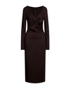 Clips Woman Midi Dress Dark Brown Size 6 Viscose, Elastane