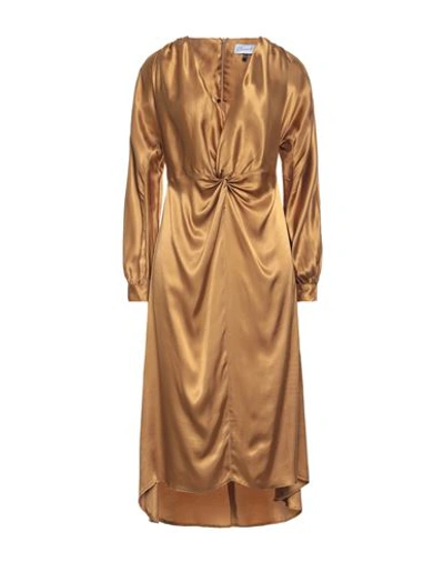 Closet Woman Midi Dress Bronze Size 12 Viscose In Yellow