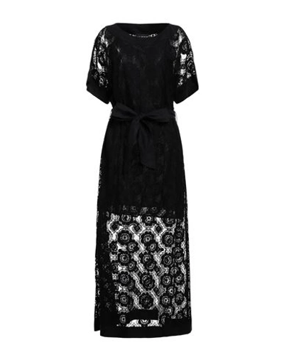 Boutique Moschino Woman Maxi Dress Black Size 8 Cotton, Polyamide, Linen