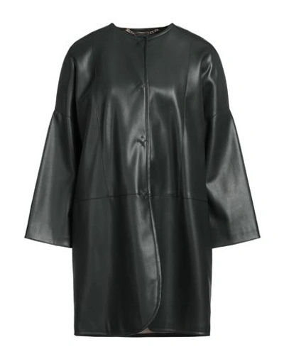 Gattinoni Woman Overcoat & Trench Coat Dark Green Size 4 Polyester, Polyurethane, Acetate, Viscose