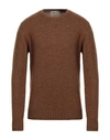 Irish Crone Man Sweater Camel Size Xl Alpaca Wool, Polyamide, Wool In Brown
