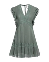 Pinko Woman Mini Dress Military Green Size 6 Cotton, Nylon In Green