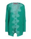 Pink Memories Woman Cardigan Emerald Green Size 10 Polyamide, Mohair Wool, Wool, Cotton In Green
