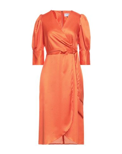 Closet Woman Midi Dress Orange Size 12 Polyester
