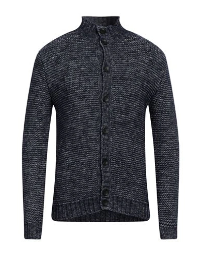 Zanone Man Cardigan Blue Size 44 Cotton, Alpaca Wool, Virgin Wool In Blue