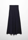 Mango Flared Knit Skirt With Decorative Seams Dark Navy In Dark Navy