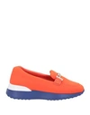 Tod's Happy Moments By Alber Elbaz Woman Loafers Orange Size 7 Textile Fibers, Soft Leather In Orange
