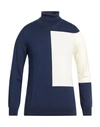 +39 Masq Man Turtleneck Navy Size 44 Merino Wool In Navy Blue