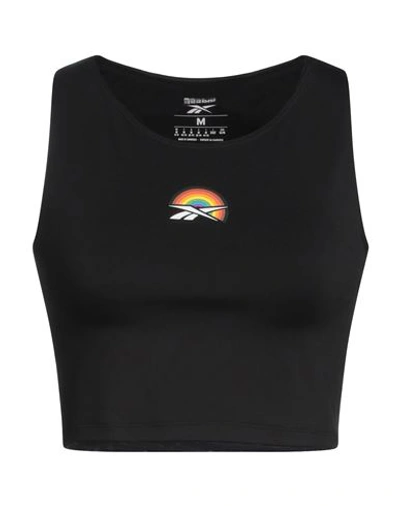 Reebok Woman Top Black Size Xs Recycled Polyester, Elastane