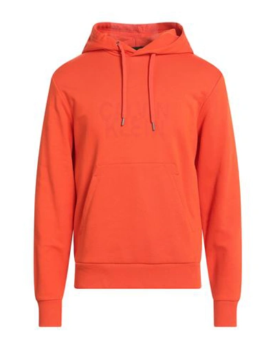 Calvin Klein Man Sweatshirt Orange Size Xl Cotton In Orange