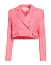 Vicolo Woman Suit Jacket Pink Size M Linen