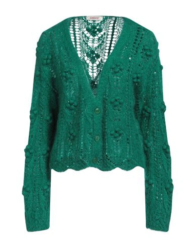 Kontatto Woman Cardigan Emerald Green Size Onesize Acrylic, Mohair Wool, Polyamide