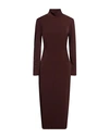 Cinqrue Woman Midi Dress Brown Size M Polyester, Elastane