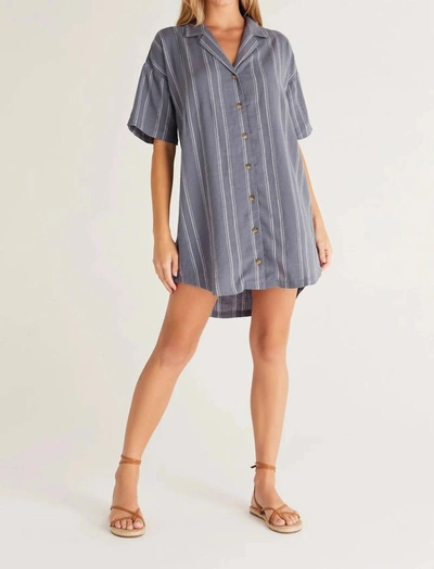 Z Supply James Linen-blend Mini Dress In Grey