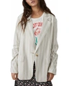 Free People Fern Stripe Oversize Linen Blend Blazer In Multi