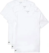 Lacoste Men Essentials 3 Pk Regular Fit Crew Neck T-shirt Base Layer Top In White In White