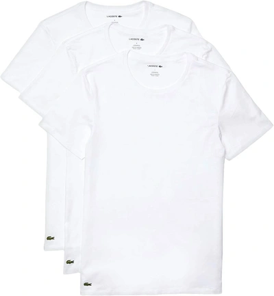 Lacoste Men Essentials 3 Pack Slim Fit Crew Neck T-shirts In White In White 001