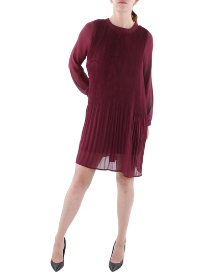 Ny Collection Petite Long Sleeve Pleated Dress In Pink