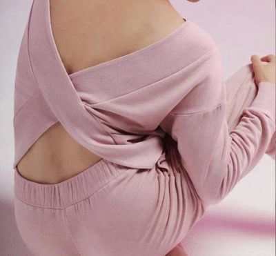 Stateside Softest Fleece L/s Back Twist Top In Ballet In Pink