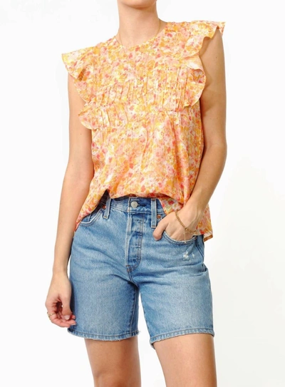 Greylin Wynni Textured Chiffon Ruffled Top In Mango In Yellow