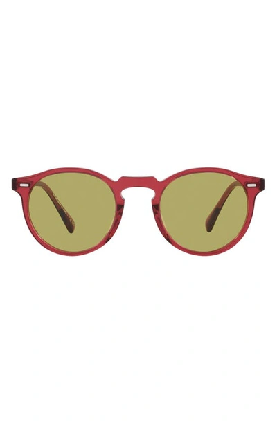 Oliver Peoples 50mm Polarized Round Sunglasses In Translucent Rust