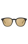 Oliver Peoples Desmon Sun 48mm Polarized Round Sunglasses In Black