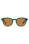 Oliver Peoples Desmon Sun 48mm Polarized Round Sunglasses In Translucent Dark Teal