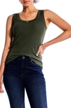 Nic + Zoe Nic+zoe Perfect Knit Ribbed Scoop Neck Top In Green