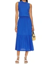 NATION LTD BARRETT 90'S MIDI DRESS IN BLUE BOTTLE