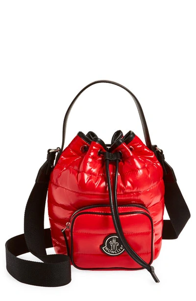 Moncler Kilia Quilted Crossbody Bucket Bag In Red