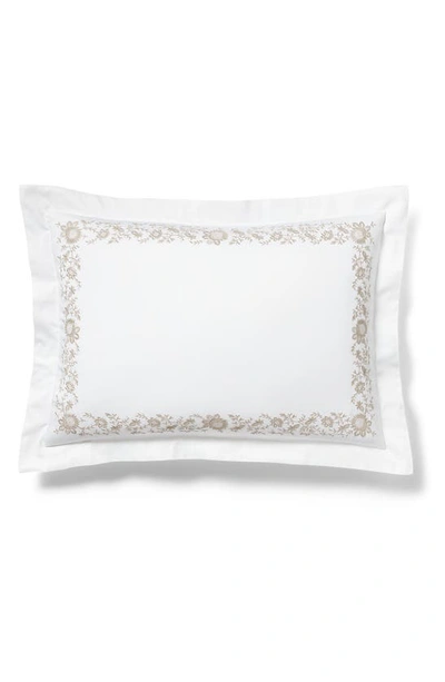 Ralph Lauren Eloise Embroidered 624 Thread Count Organic Cotton Pillow Sham In True Platinum